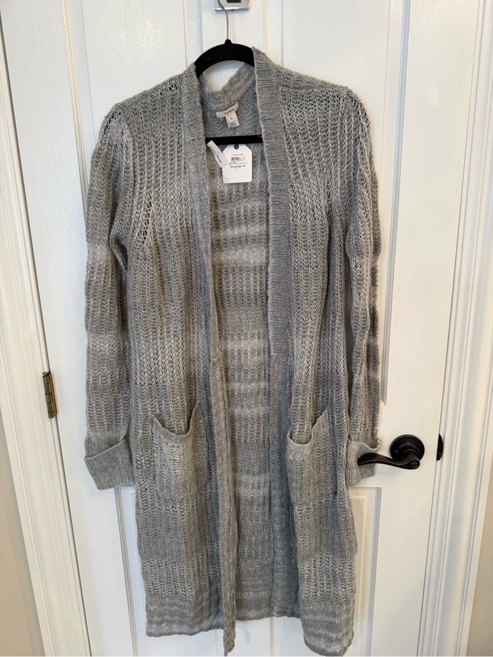 NWT Caslon Open-Front Gray Duster Cardigan Sweater